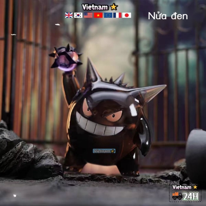 Màu tím mờ Gengar Trong suốt Gengar Hình Case Trang trí Mô hình máy tính để bàn