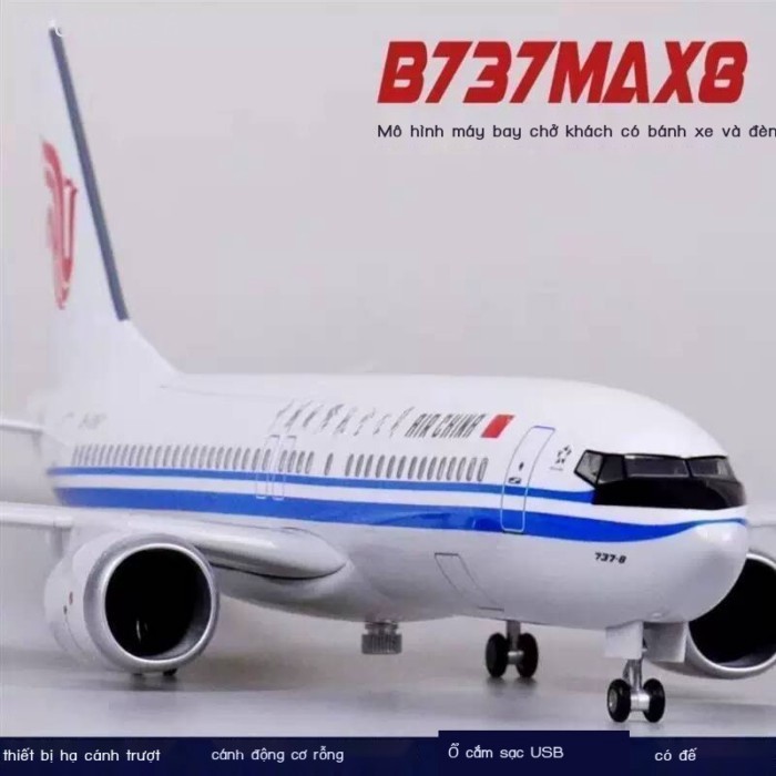 (Mới về) Mô hình Boeing 737max8 của hãng hàng không Air China International Airlines với bánh xe và
