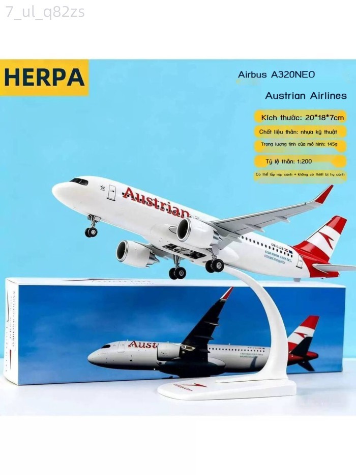 [ HOT Sale ] Mô hình máy bay Airbus A320NEO của hãng hàng không Austrian Airlines tỷ lệ 1:200, chi