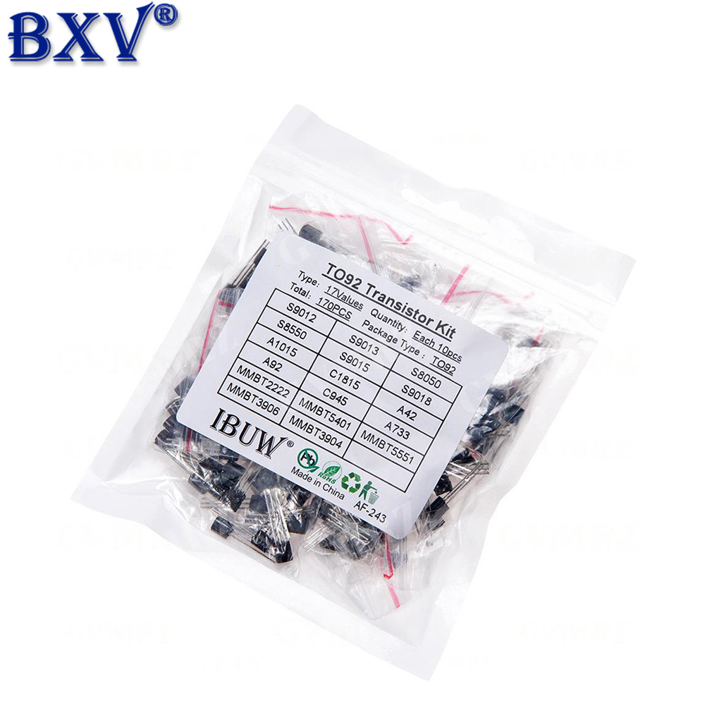 170 CÁI TO-92 Bộ phân loại Transistor - 17 giá trị (Bao gồm S9012, S9013, S8050, C1815) NPN & PNP BJ