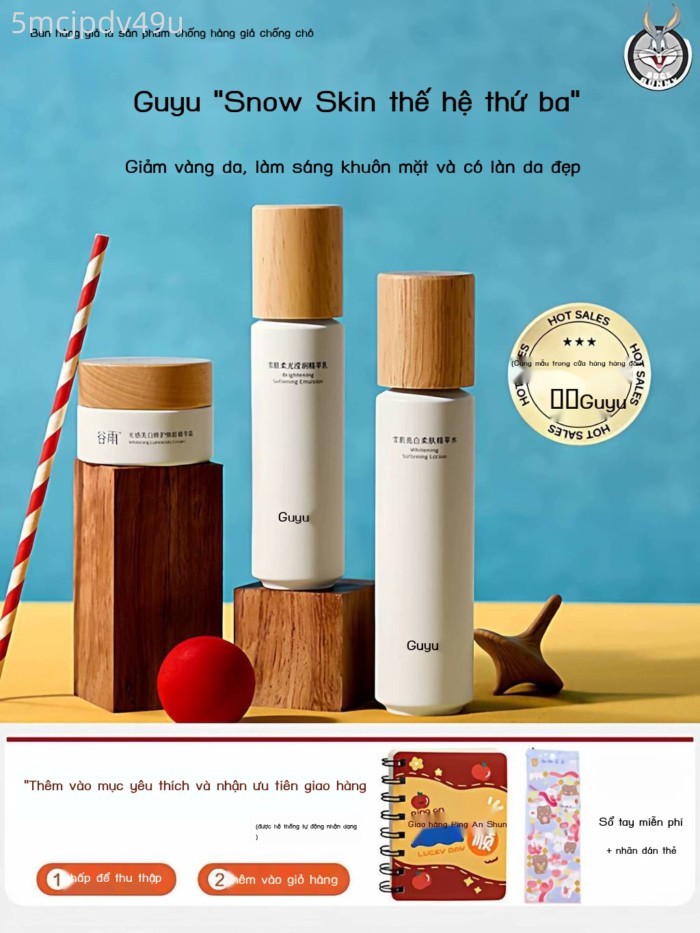 ( rẻ mà chất lượng) Bộ Guyu Rain Moisturizing Snow: Làm trắng, làm sáng glycation, chống vàng da, c
