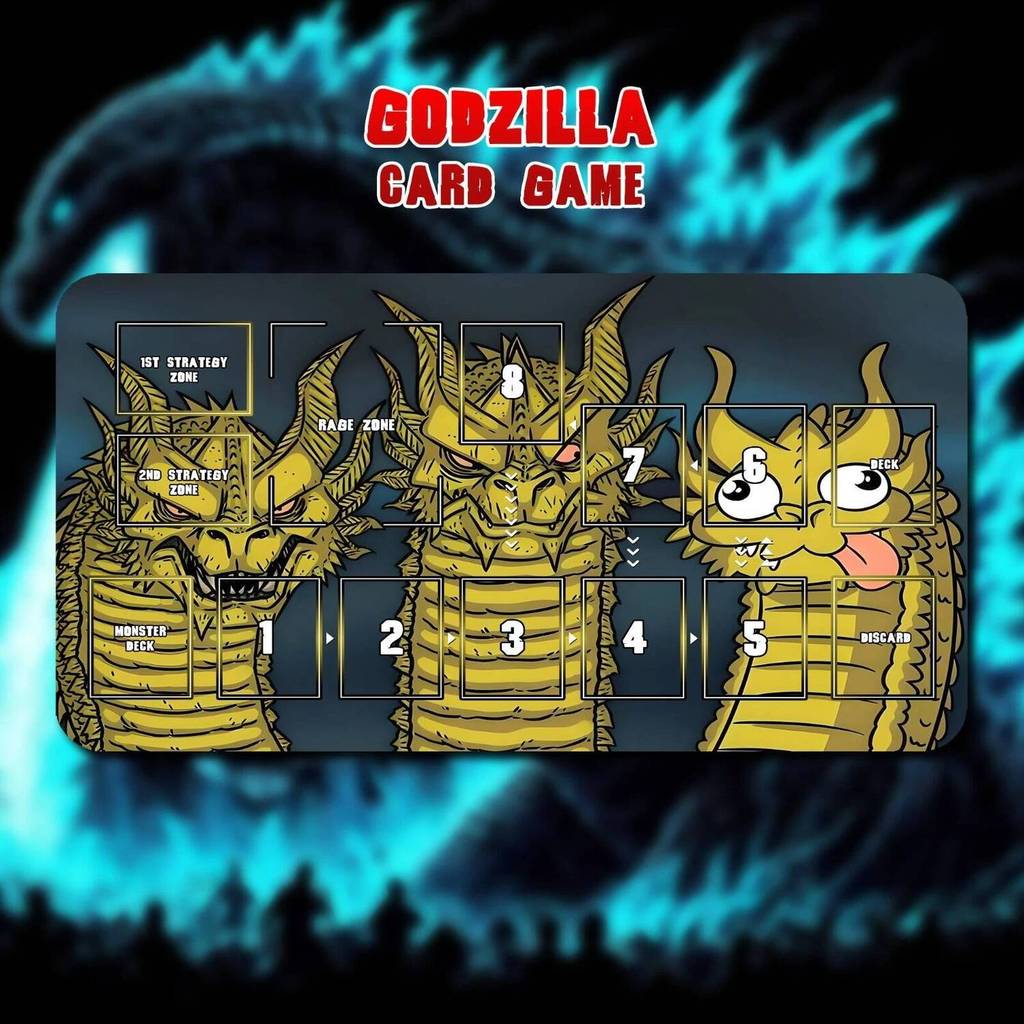 Playmat King Ghidorah Phiên bản MEME Godzilla Card Game Magic Card Battle Mat 35X60CM Stitched Edge 