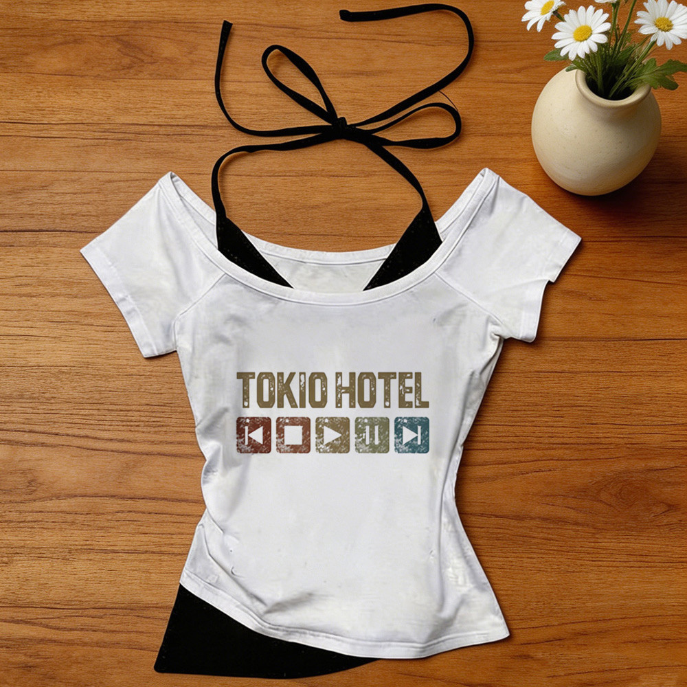 Tokio Khách sạn crop top nữ grunge gyaru dạo phố Nhật Bản jojifuku áo thun anime gyaru dễ thương