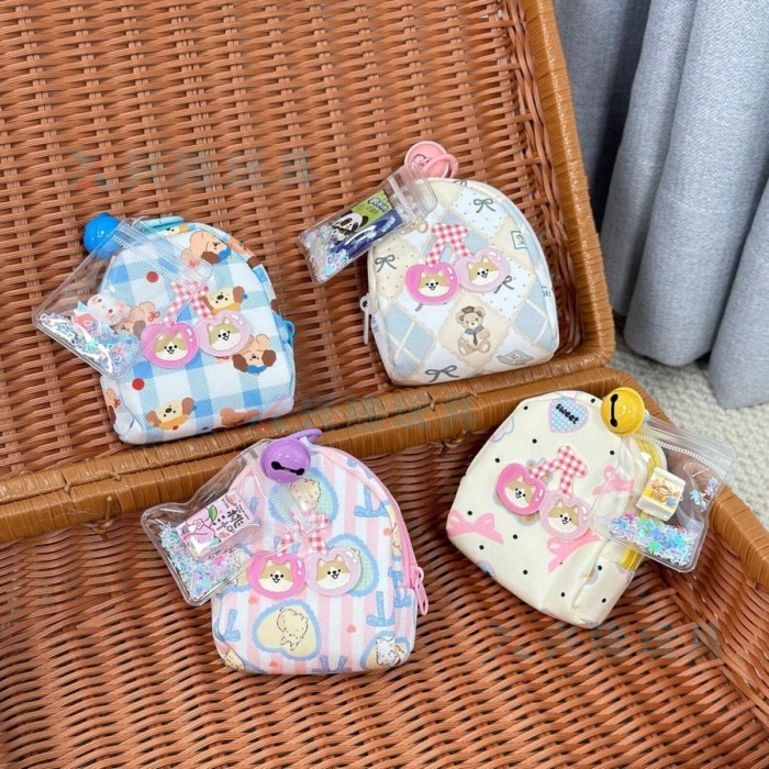 Cherry Dog Coin Purse Chuỗi túi đi học móc khóa dễ thương mới