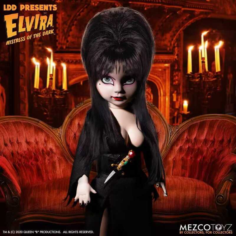 Mô hình Mezco Toys, Living Dead Dolls LDD: Elvira Mistress of the Dark, búp bê cao 10 inch