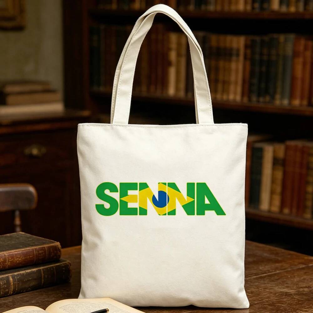 Ayrton Senna tote túi sac cabas vải mua sắm tạp hóa phụ nữ