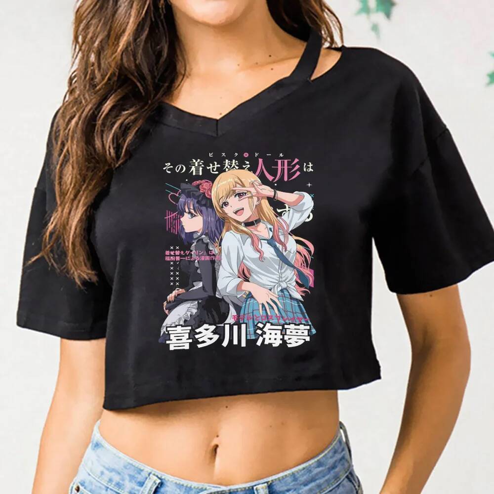 Marin Kitagawa crop top teen manga Nhật Bản ngộ nghĩnh Goth top tees jojifuku cảnh Goth cutecore