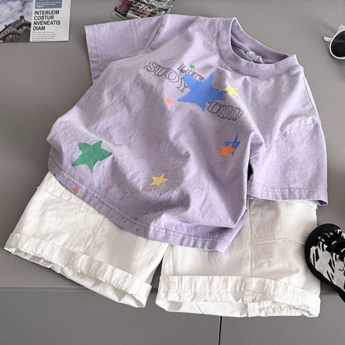 Korean Children's Clothing Boys' T-shirt Short-sleeved Summer Korean Version Loose Fashion Ha