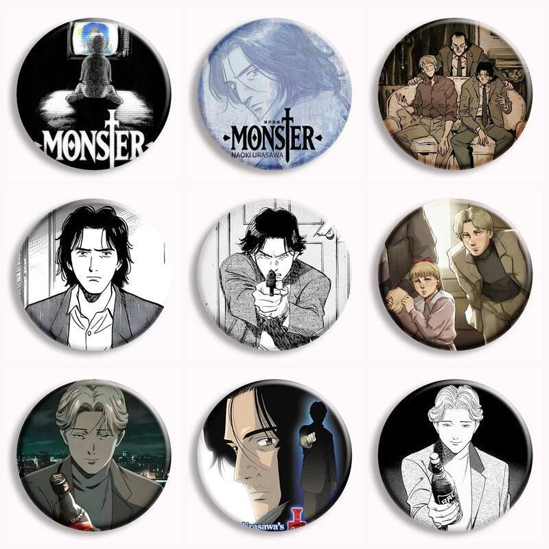 Quái Vật Anime Mềm Nút Pin Johan Liebert Tenma Kenzo Manga Thổ Cẩm Huy Hiệu Túi Trang Trí Phụ Kiện N