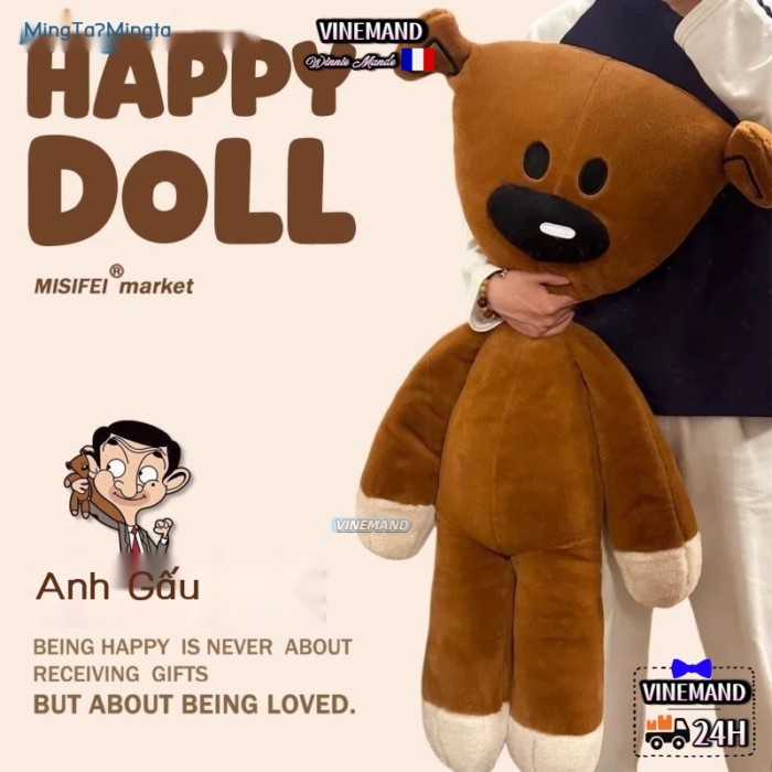 Kho Hà Nội🚚Đồ chơi sang trọng gấu đậu dễ thương Douyin Douyin Cùng phong cách Bean Teddy Bear Bed Ng