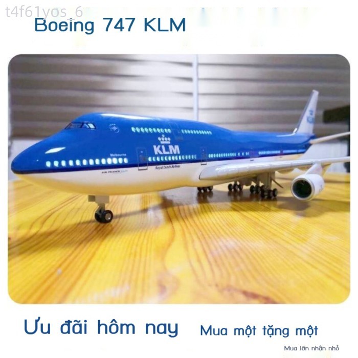 [Đa Năng] Mô hình chở khách mô phỏng Boeing 747 của KLM Royal Dutch Airlines, kích thước 47cm, đồ c