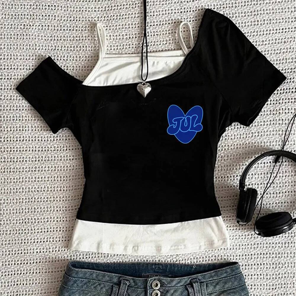 Jul crop top shoujo jojifuku Goth Gothic áo thun Gothic Goth Nhật Bản ngộ nghĩnh grunge