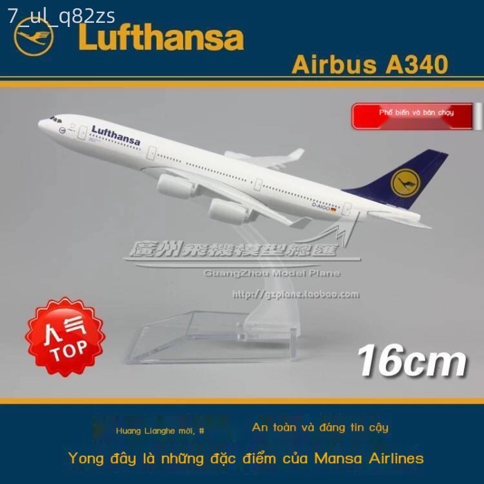 (Mới về) Mô hình máy bay Airbus A340 D-AIGO của hãng hàng không Đức Lufthansa, chất liệu hợp kim, m