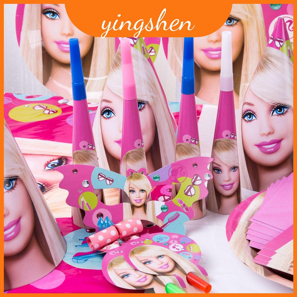 Búp bê Barbie tuyệt đẹp Đồ dùng dự tiệc màu hồng cho bé gái