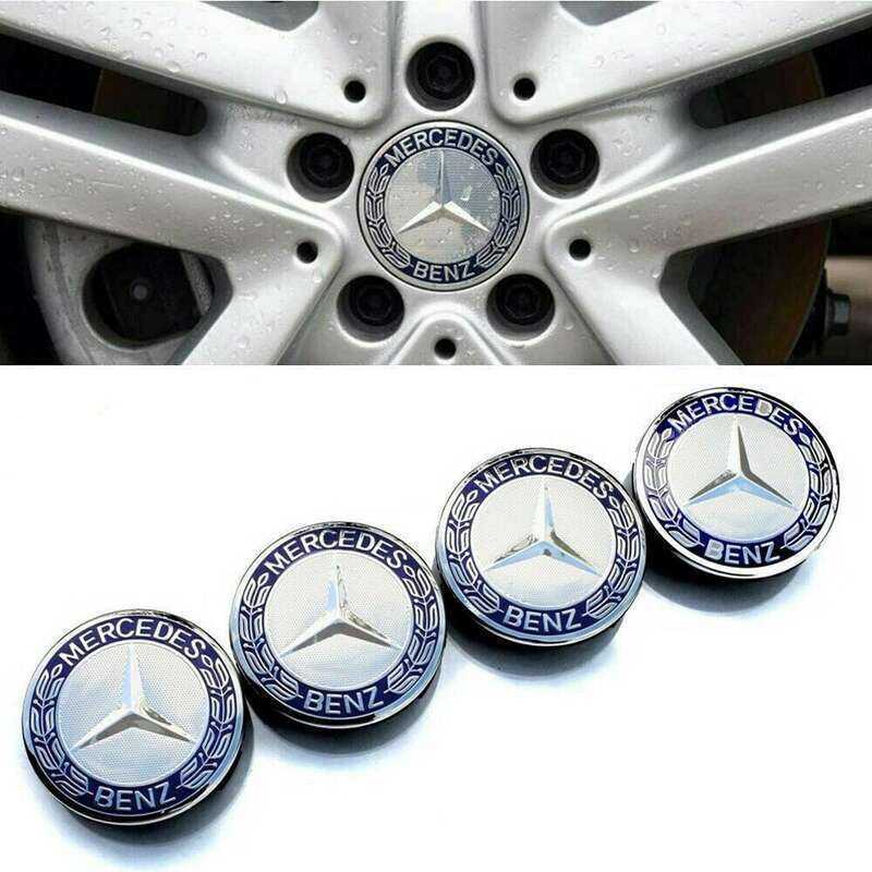 Bộ 4 món LAIFU 75mm. Huy hiệu biểu tượng mui xe phía trước Màu xanh đậm cho Mercedes Benz C200 A1714