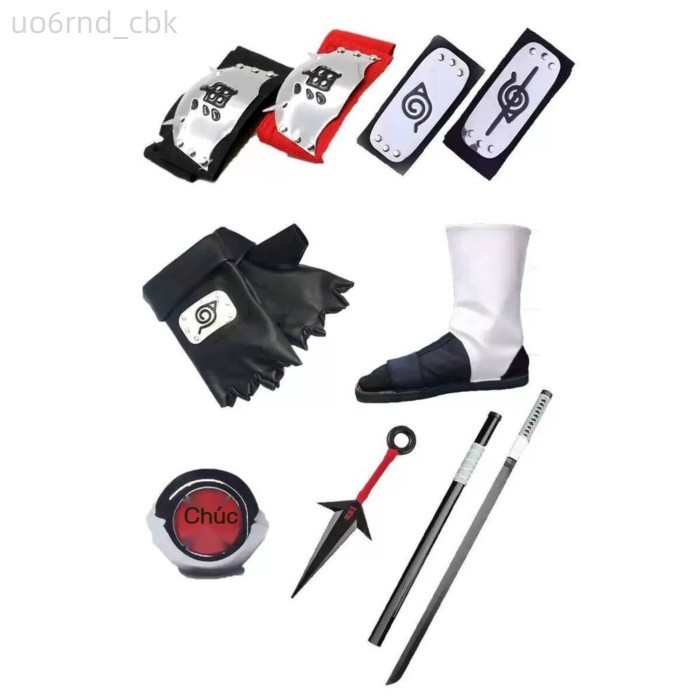 [ HOT Sale ] Phụ kiện và đạo cụ cosplay Naruto: miếng bảo vệ trán ninja nổi loạn, nhẫn Akatsuki, dâ