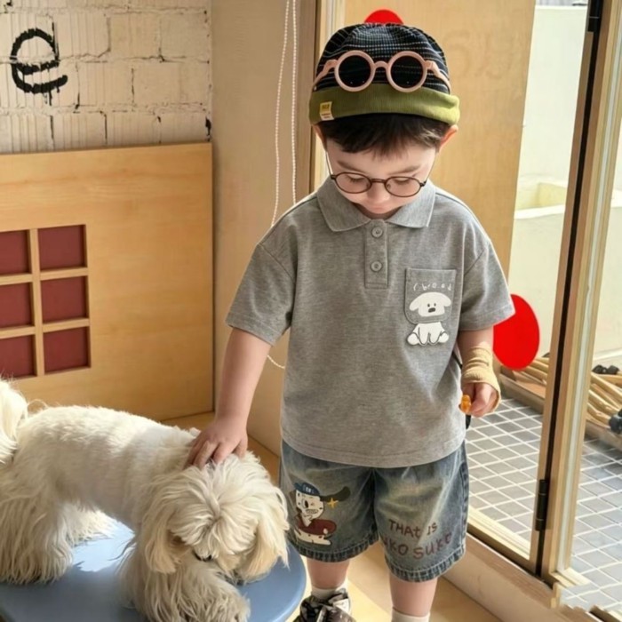 Niche POLO Shirts, Handsome Summer T-shirts For Children, Korean Style Breathable Short-sleev