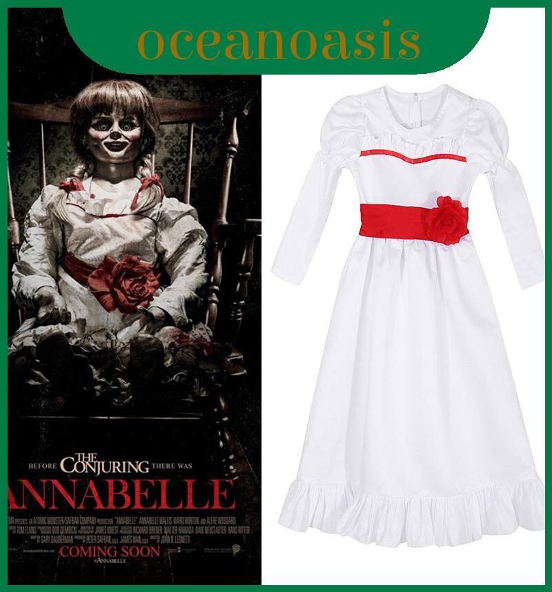 Đầm trắng búp bê kinh dị Halloween Enchanting Annabelle Creation cho bé gái và người lớn