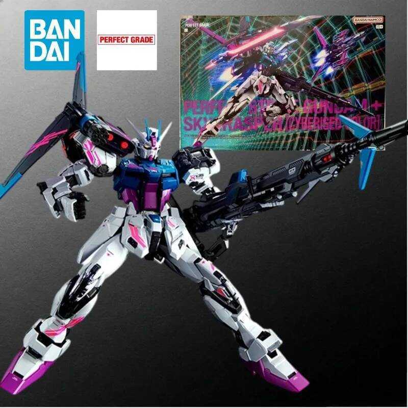 BANDAI PG 1/60 Perfect Strike Gundam + Skygrasper Cyberised Color Assembly Model Kit Anime Mecha Col
