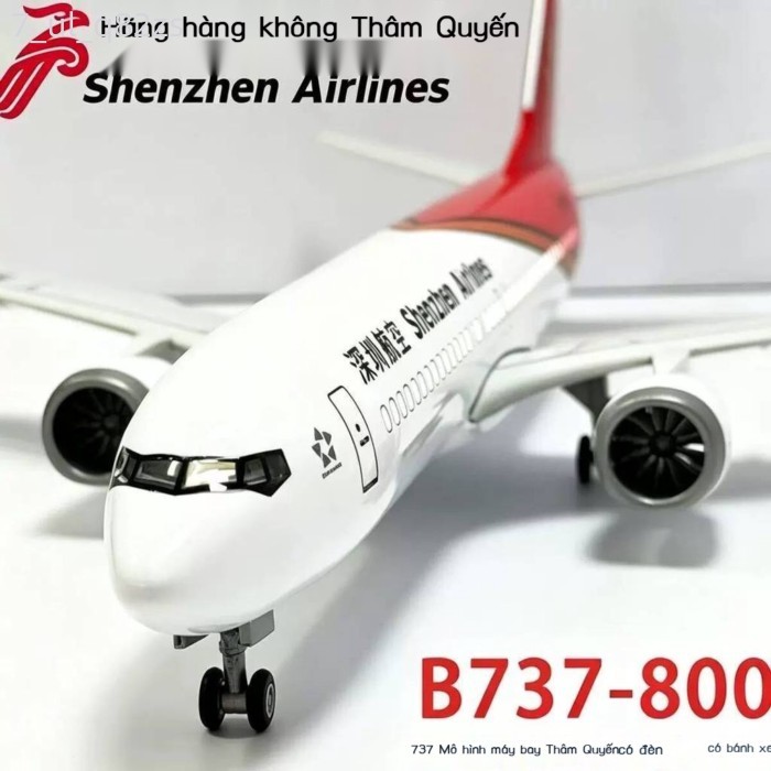 [Ảnh thật/Video] Mô B737-800 của hãng hàng không Thâm Quyến có bánh xe, đèn và bộ phận hạ cánh, hìn