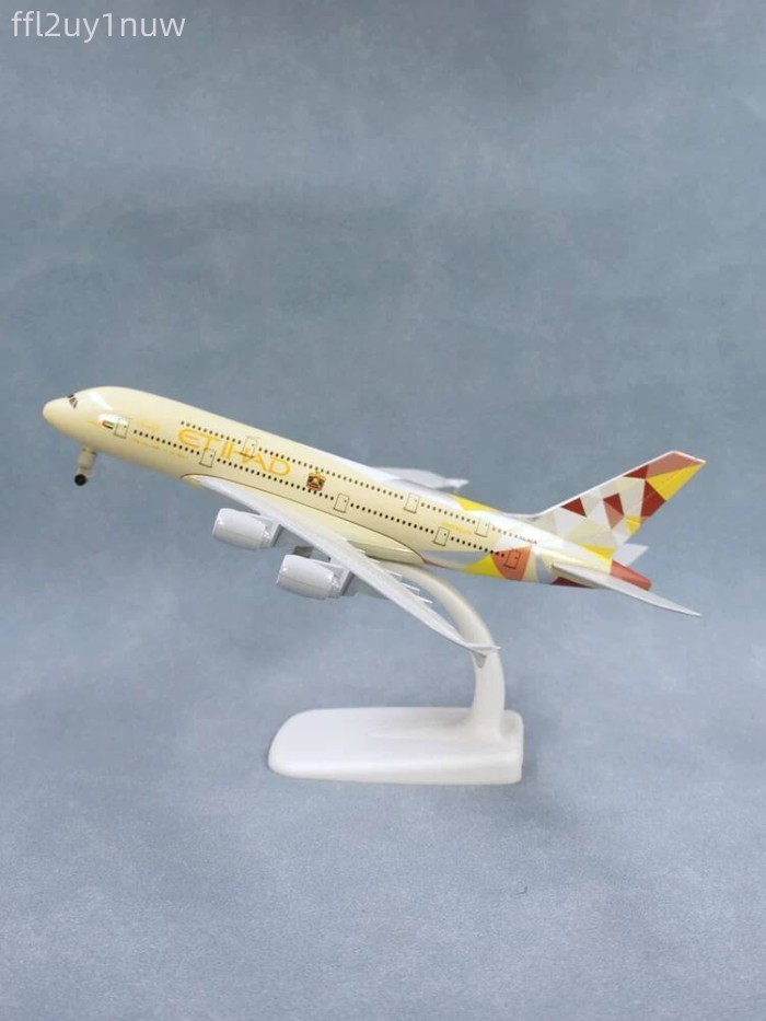 [SALE] Mô hình A380 Etihad Simulation Alloy 20cm - Quà tặng trang trí máy bay chở khách có bánh xe