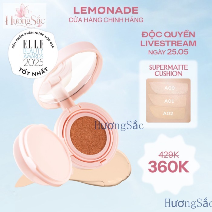 [Livestream KOL]Phấn nước siêu kiềm dầu LEMONADE Supermatte Cushion 15g