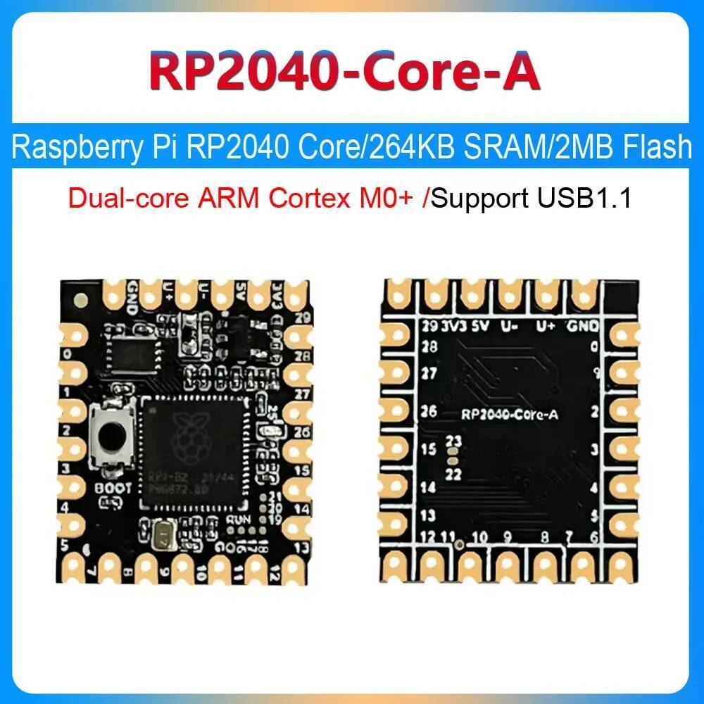 Dựa trên Raspberry pi Bộ xử lý lõi kép RP2040 chính thức RP2040 Core A Board, 264KB SRAM 2MB Flash