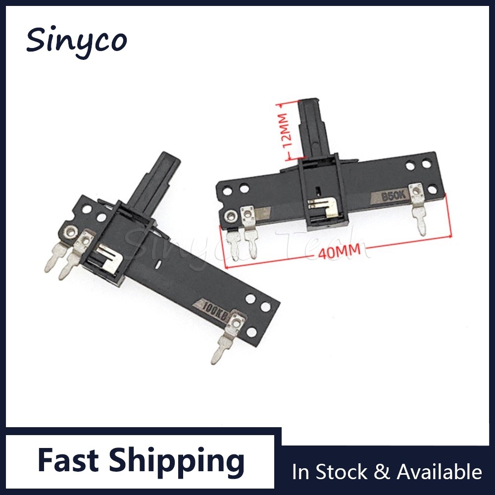 2 Chiếc Tổng Chiều Dài 40MM Trượt Thẳng Chiết Áp B50K B100K SC-207N 4CM Đơn 3Pin Trộn Fader 50K 100K