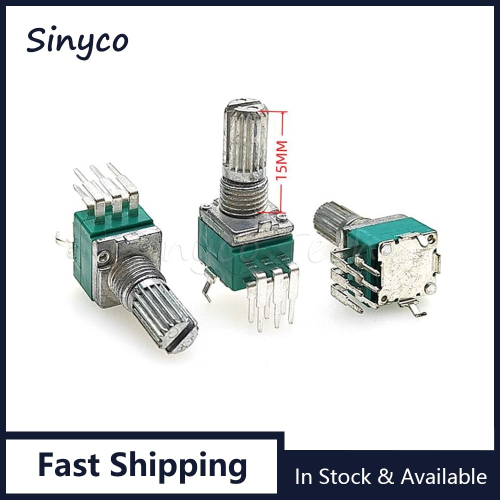 1 Chiếc RK097G Dọc Đôi Chính Xác Chiết Áp A10K A20K A50K A100K Bent Chân 6 Chân Trục Hoa Chiều Dài 1