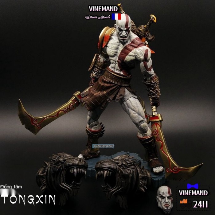 ✅Kho Hà Nội🚚First Edition 7-inch God Of War 3 Kratos Flame Knife Movable Doll Figure Model Ornament 