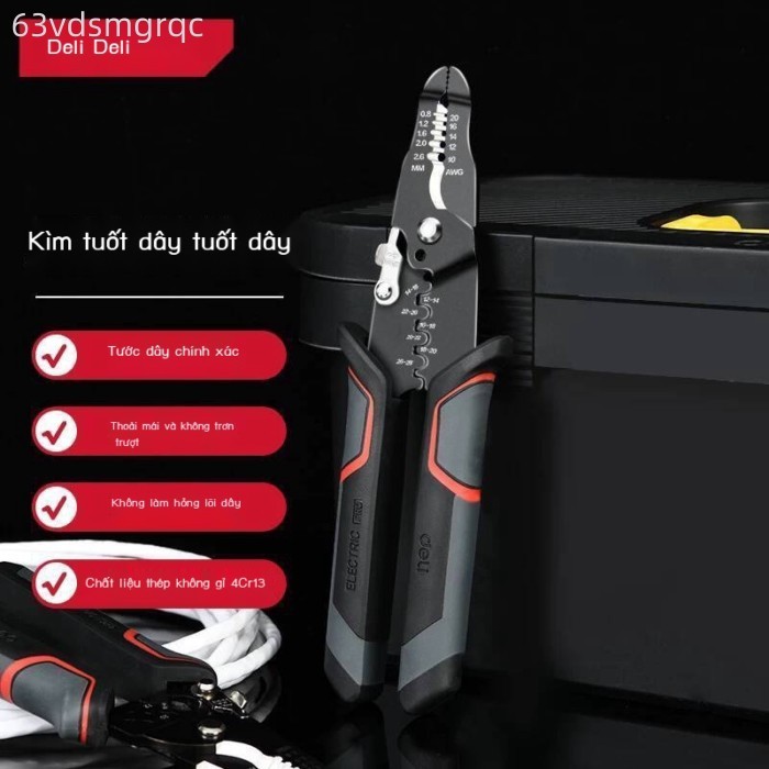 [GIÁ TỐT CHỌN MẪU] Kìm dây điện Deli DL4991, chuyên cho thợ điện, kìm kéo dây, dụng cụ tuốt dây.