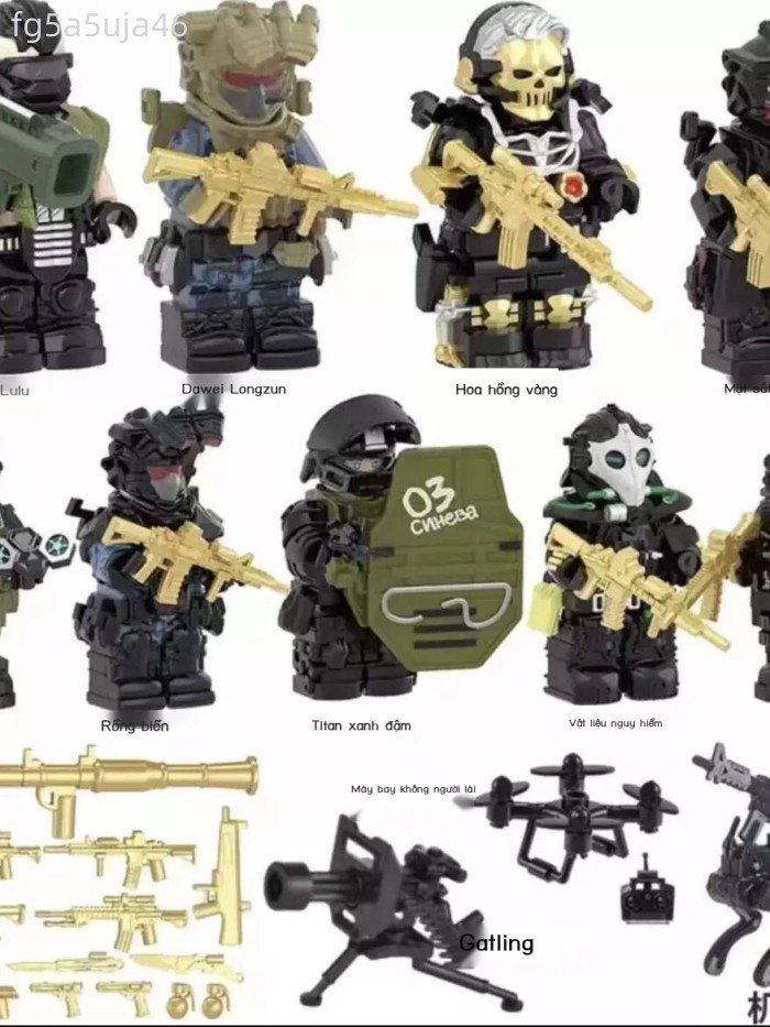 [Ảnh thật/Video] Tương thích với LEGO Delta Force Operator Military Building Blocks Red Wolf Into t