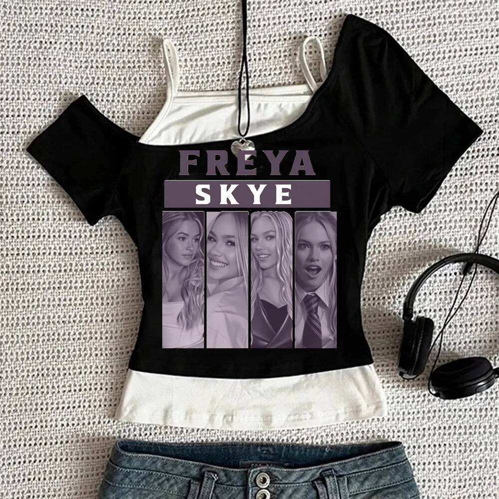 Freya Skye crop top nữ thay thế y2k gyaru áo thun gyaru giải phóng mặt bằng bán hàng y2k grunge nhật