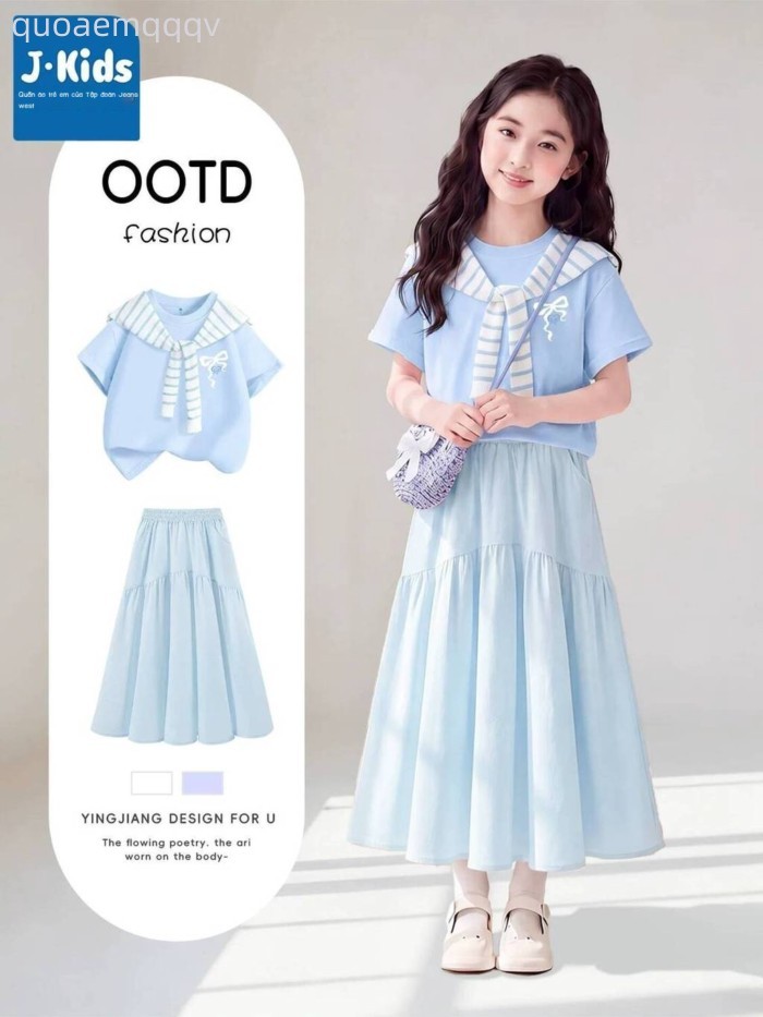 [Ảnh thật/Video] Bộ đầm gái Jeanswest Group JKIDS, Mẫu mới 2026, Đầm ngắn tay cho bé gái, Trang phụ