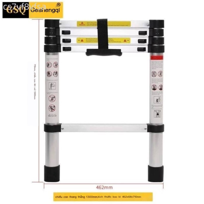 ( rẻ mà chất lượng) Thang nhôm hợp kim Geshengqi, gấp dày dặn, nâng đa năng C6594, thang đơn mặt ki