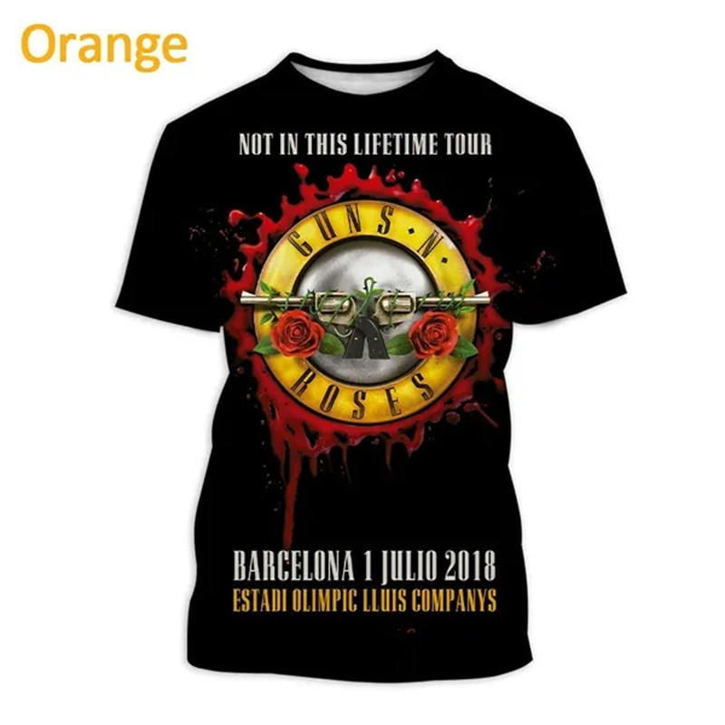 Áo thun ngắn tay khô nhanh Unisex – Áo thun in 3D Guns N Roses, Áo quá khổ cổ điển Y2K dành cho hàng