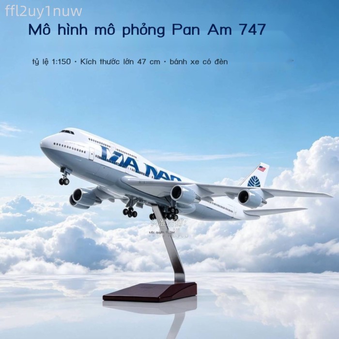 [ Giá SIÊU RẺ ] Mô Boeing 747 của Pan American Airways, dài 47cm, phỏng máy bay chở khách có đèn và