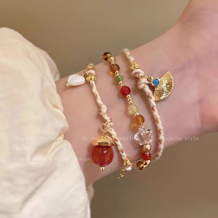 Ethnic Fan-shaped Braided Bracelet For Women, New Retro Style Bracelet, Light Luxury Niche, Hig