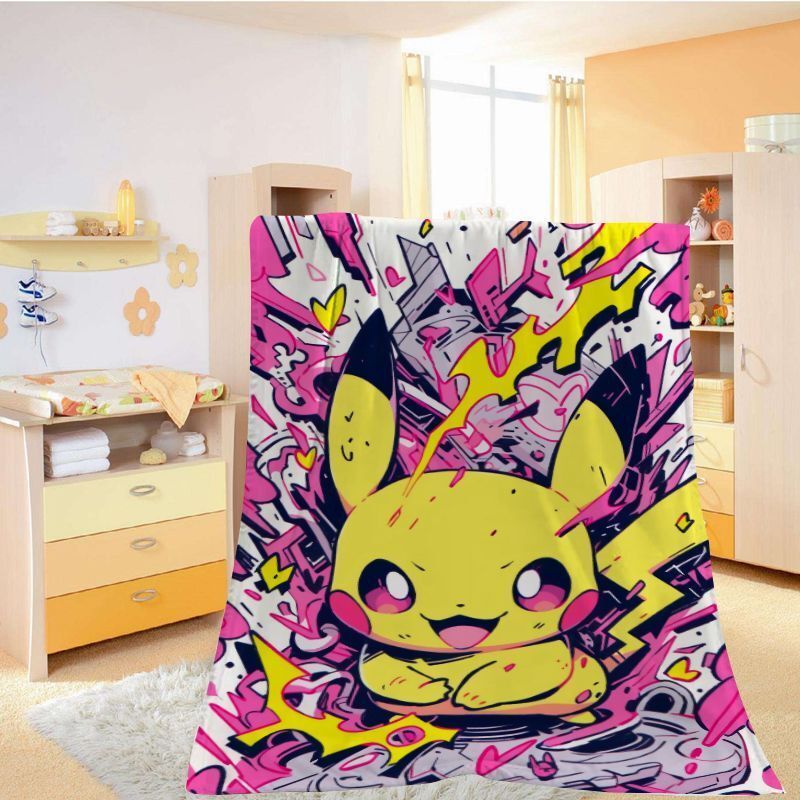 Pokémon Hoạt Hình Pokémon Hoạt Hình Anime Flannel Chăn Pikachu Ma Gengar Trẻ Em Ngủ Chăn Đơn Chăn Đô