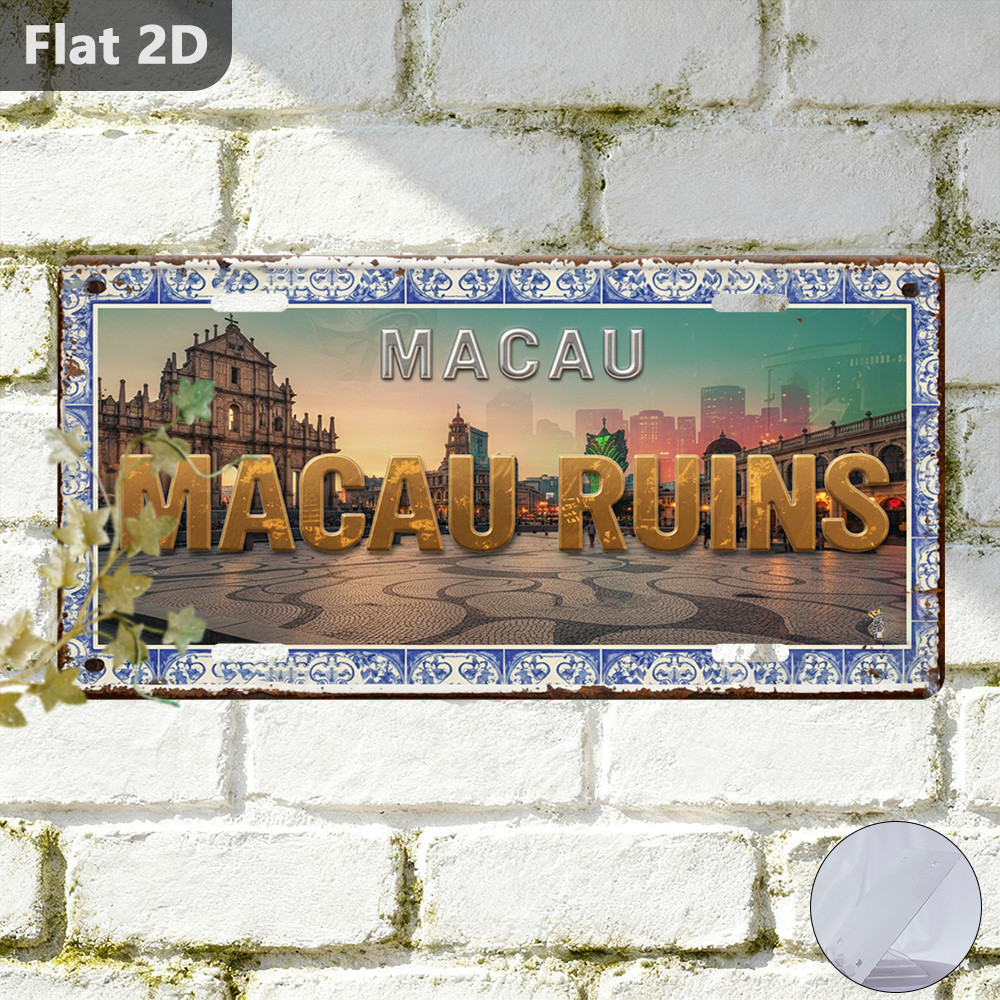 2D Flat - [2D Flat] 2D Flat - [2D Flat] Dấu hiệu thiếc cổ điển có viền trang trí công phu, đo 12 inc