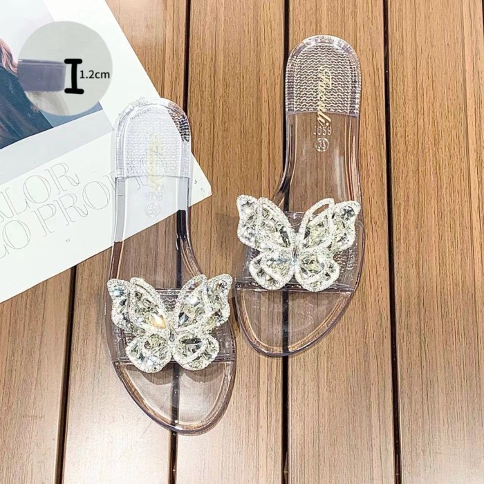 Transparent Crystal High Heels, Sexy Rhinestone Thick Heels, Fairy Style New Square Toe Sandals