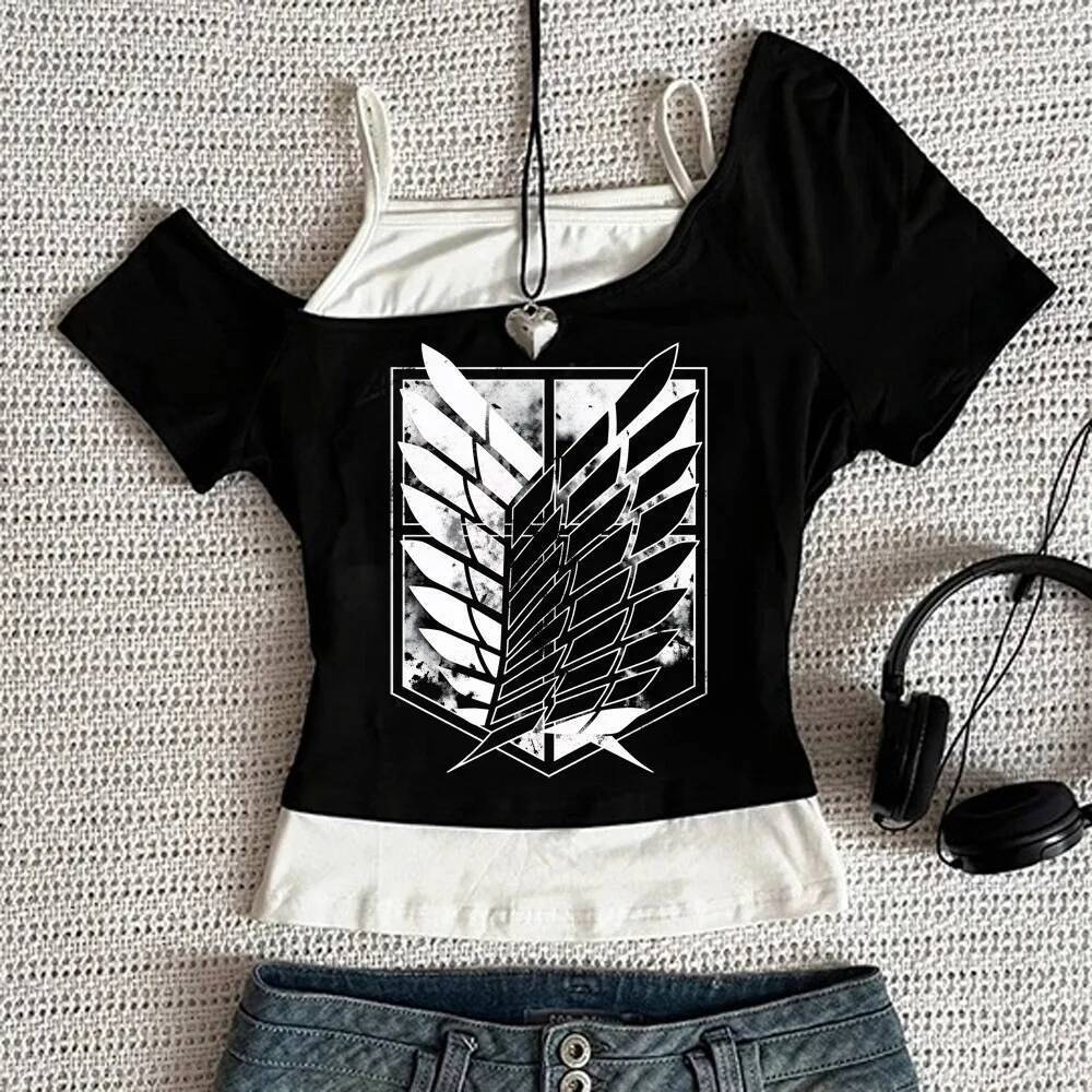 Attack on Titan crop top nữ grunge manga harajuku jojifuku áo jojifuku nhật bản kawaii grunge dễ thư