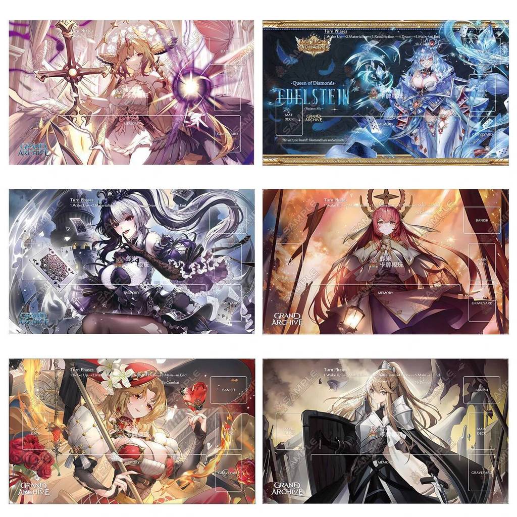 Grand Archive Nữ Solo DIY Sưu Tập Thẻ Playmat 60x35cm Haniel Artchangel-of-Spectra 2mm NoSeamEdge Bo