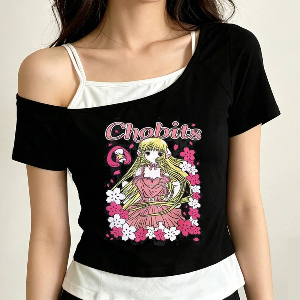 Chobits crop top nữ y2k gyaru emo áo thun búp bê giá rẻ y2k
