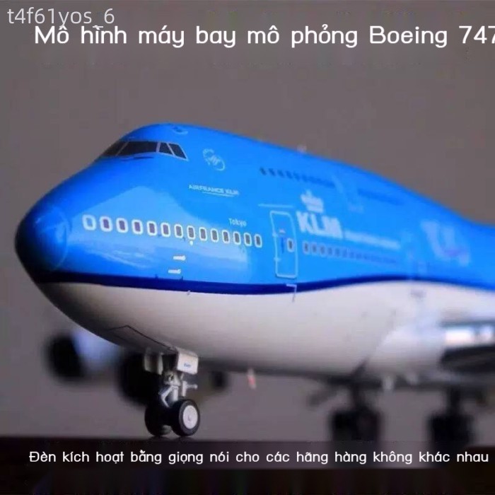 [Ảnh thật/Video] Mô Boeing 747-400 của hãng hàng không KLM Royal Dutch Airlines có bánh xe và đèn,