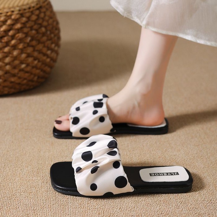 Huge Beautiful Thick-soled Wedge Heel Polka Dot Sandals And Slippers For Women Summer Outer W