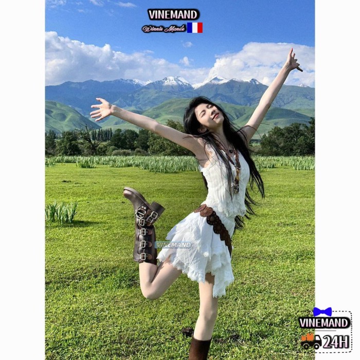 Kho Hà Nội🚚Western Cowboy Boots For Travel In Western Sichuan, Retro Boots, Northwest Xinjiang Grass
