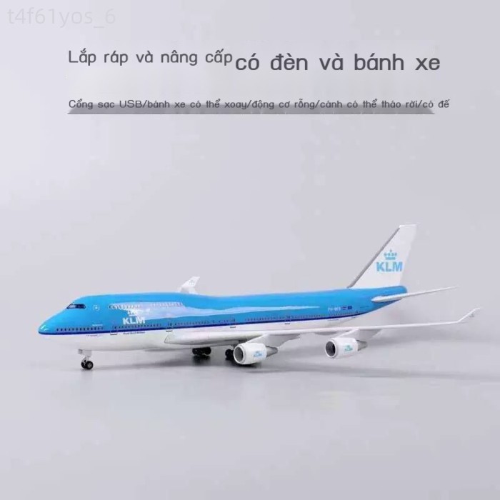 [SIÊU HOT 2026] KLM Dutch Airlines với hình có bánh đáp sáng, mô phỏng máy bay dân dụng Boeing 747