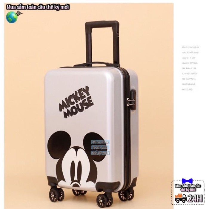 Mới Mickey Vali Xe Đẩy Trẻ Em 20 Học Sinh Bánh Xe Đa Năng Vali Mật Khẩu Vali Ins