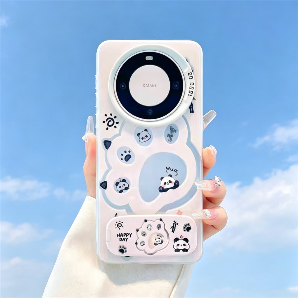 Ốp điện thoại gương lật hình gấu trúc dễ thương Ins cho Samsung A56 A36 5G A57 A23 A17 A06 A02 A15 A